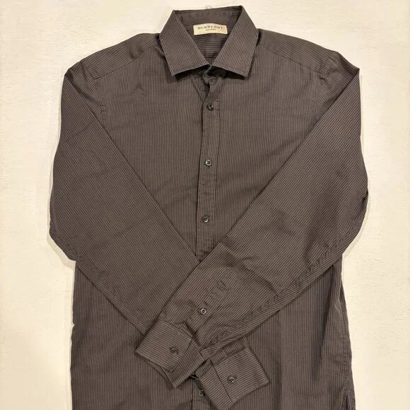 Burberry Button Down Gray/Charcoal-Striped Sport Shirt - Picture 1 of 2
